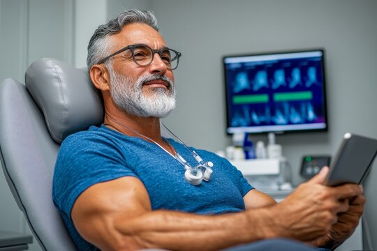 A man undergoing hormone therapy as part of his prostate cancer treatment plan, learning about how the treatment works and what to expect