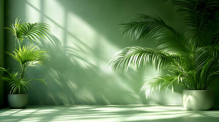 A serene indoor space with green plants and soft light creating a calming atmosphere.