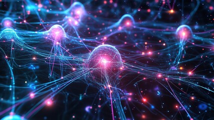A graphical representation of AI neural networks with data connections