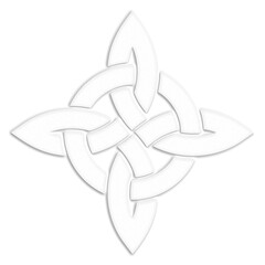 Simple symbol with celtic knots, white. Celtic knot symbol resembling a plaster ornament for use in St. Patrick's Day designs.