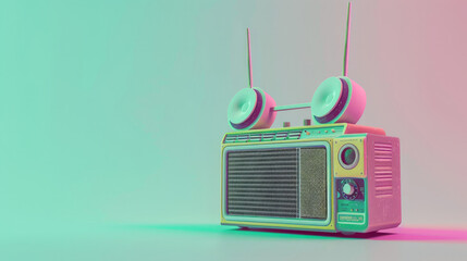 Obraz premium retro radio and cassette player, 80s and 90s radio