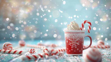Festive Candy Cane Hot Chocolate with Whipped Cream