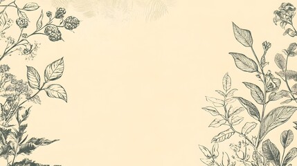 Vintage Floral Border with Botanical Nature