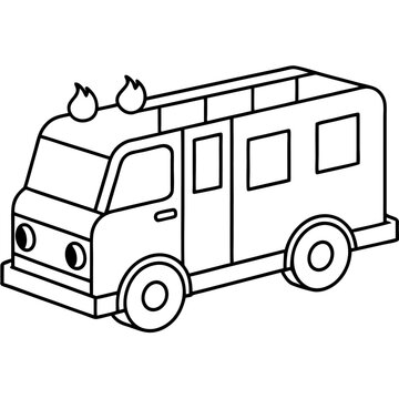 recommend clip art: firetruck outline coloring book page line art drawing