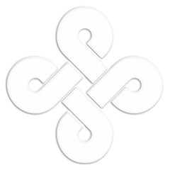 Symbol with celtic knots, white. Celtic knot symbol resembling a plaster ornament for use in St. Patrick's Day designs.