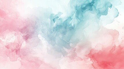 Fototapeta premium Soft abstract watercolor blending pink and blue hues.