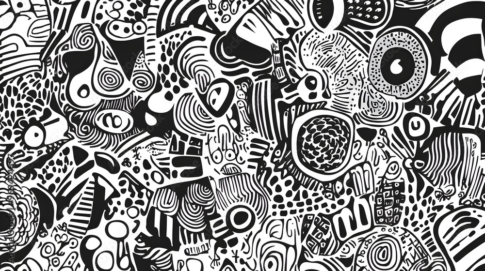 Poster abstract monochrome geometric shapes and patterns composition