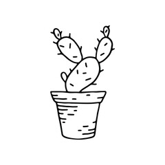 hand drawing of a cactus in a pot with simple, minimal details.