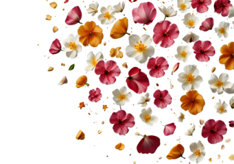 Assortment of Colorful Flowers Isolated on Transparent Background
