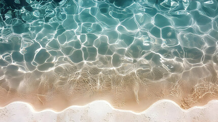 A serene view of clear ocean water meeting sandy beach.