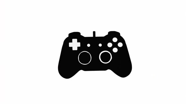 2d icon of a black joystick isolated on a white background