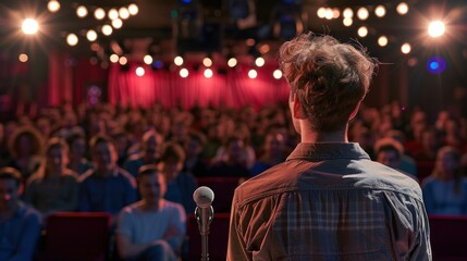 Young Man Speaking to Audience
