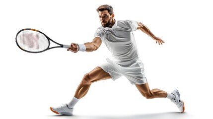 Professional male tennis player in action on court during competitive match