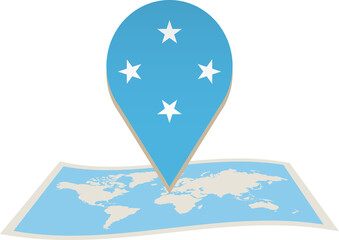Micronesia flag on World map