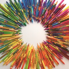 Obraz premium Colorful crayons arranged in an intricate pattern