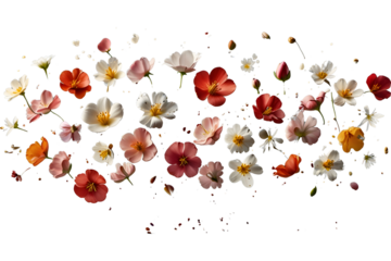 Assortment of Colorful Flowers Isolated on Transparent Background