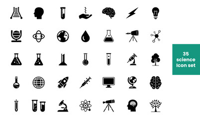 a set of science icon sets, vector icon sets, minimal science icon packs, and vector illustrations. Created with generative ai