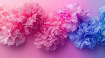 Obraz premium Colorful paper flowers in pink and blue hues.