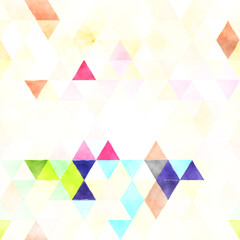 A colorful abstract pattern of overlapping triangles in soft watercolor style.