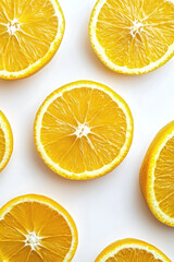 Fototapeta premium Colorful fresh organic orange slices on white background.