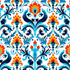 Floral seamless vector pattern with vintage flowers for wallpaper or textile decoration ,vintage tile pattern ,generated By Ai