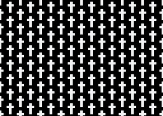 Seamless pattern with crosses. Pattern with crosses in black 
and white colors. Cross silhouette.