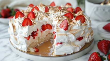 Strawberry Meringue Cake