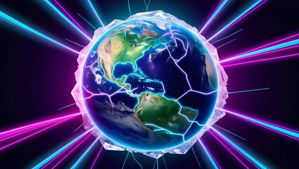 Naklejka premium Digital globe with interconnected network lines
