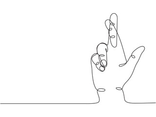 Continuous one line drawing of crossed fingers symbol, good luck symbol illustration eps 10
