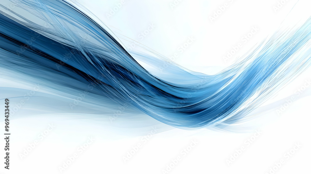 Poster A smooth wave of blue and white colors, creating a serene and abstract visual effect.