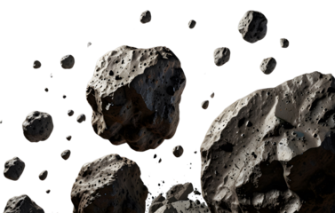 Asteroids Floating Isolated on Transparent Background