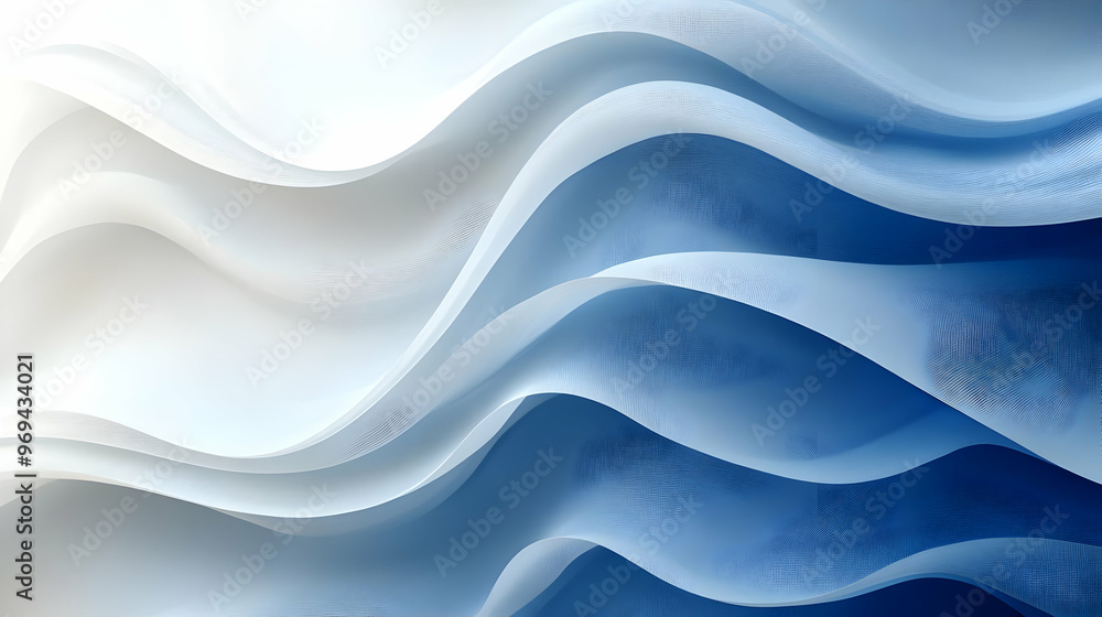 Poster A soft wave pattern in shades of blue and white, creating a calming visual effect.