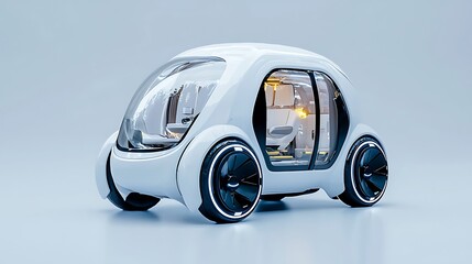 An electric car concept features a sleek, open-door design that pushes innovation.