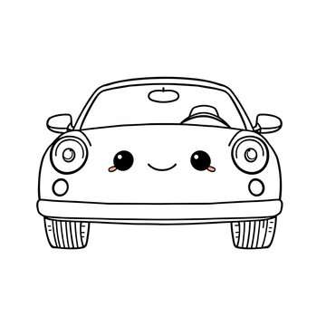 recommend clip art: Cute Cartoon Car with Happy Face