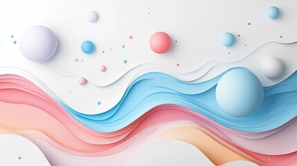 Abstract white background with geometric outlines in pastel hues