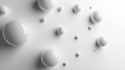 Abstract white background with gradient spheres floating randomly