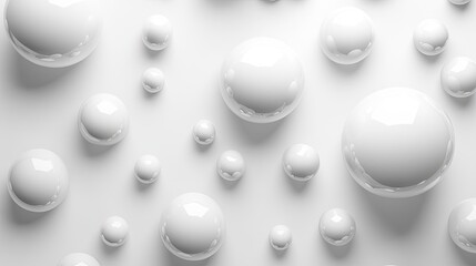 Abstract white background with gradient spheres floating randomly