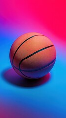 Fototapeta premium Vibrant basketball close-up on colorful background.