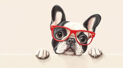 French Bulldog in Glasses.