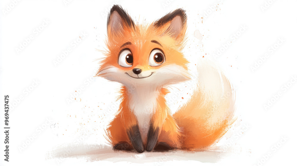 Sticker cute cartoon fox.