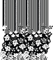 Flower and line Design Pattern, background, texture, fabric.