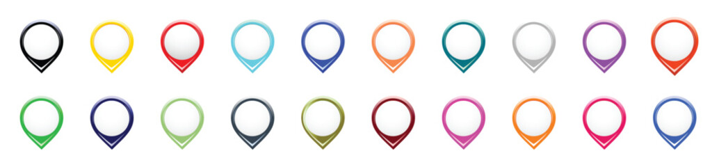 Set of colorful Map pin icons.