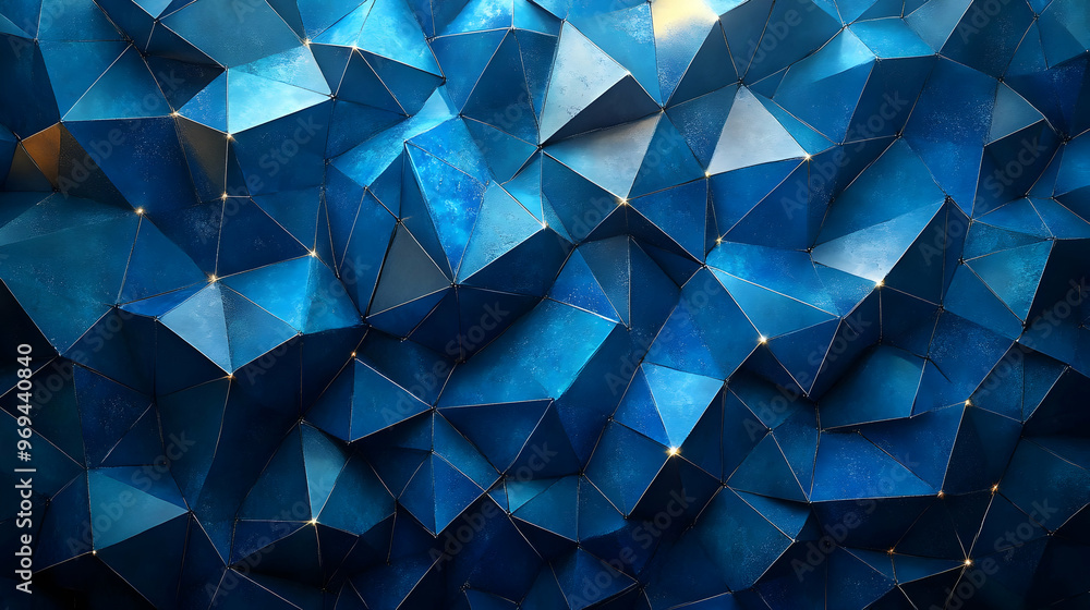 Poster a textured blue surface composed of geometric shapes, creating an abstract visual effect.