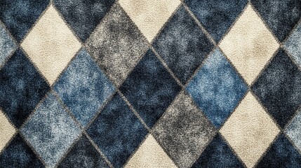 Fototapeta premium Classic argyle pattern with diamonds in muted shades of grey and blue