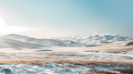 Snowy Wilderness with Rolling Hills for Commercial Background