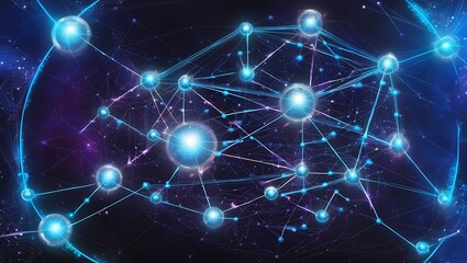 Obraz premium Futuristic 3D Network Connection: Abstract Design of Dots and Lines for Modern Technology Backgrounds with Dynamic Patterns