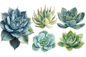 Watercolor Painting of Succulent Plants