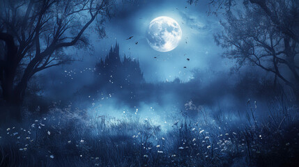 Naklejka premium Enchanted Forest Night.