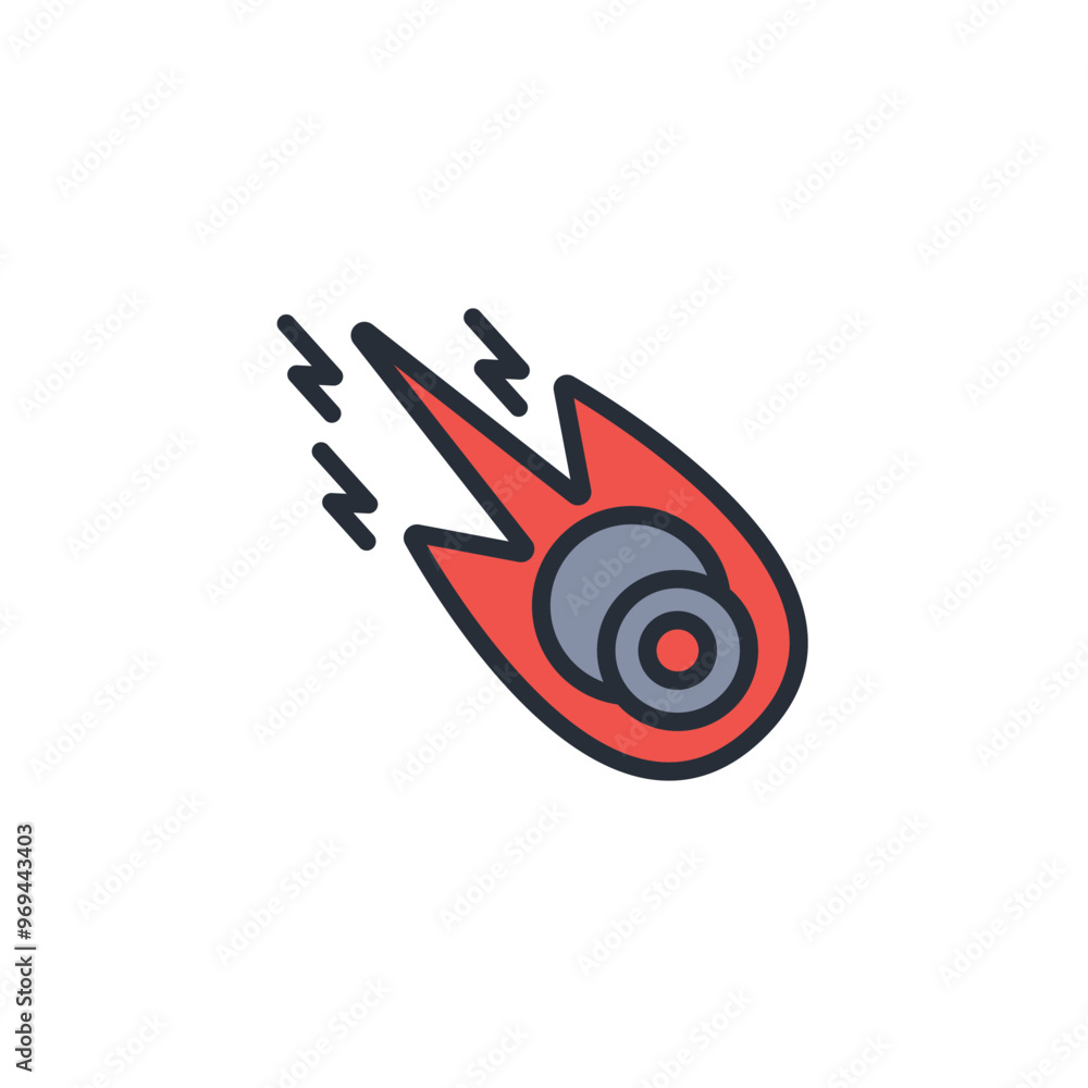 Poster comet icon. vector.editable stroke.linear style sign for use web design,logo.symbol illustration.