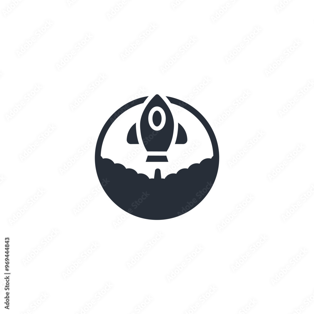 Poster rocket launch icon. vector.editable stroke.linear style sign for use web design,logo.symbol illustra
